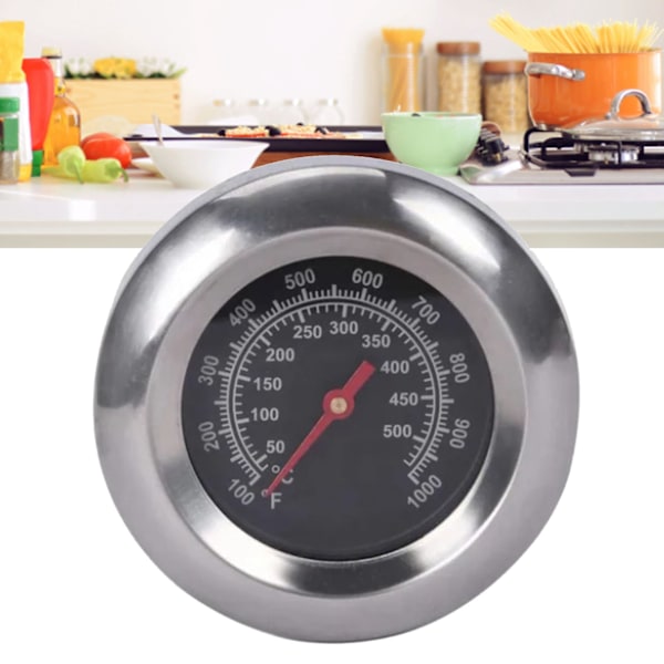 Grilltermometer i legeringstål, M10-gänga, hög precision, tydlig skala, enkel montering för kök, camping