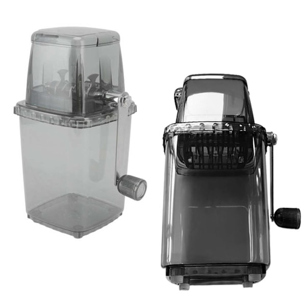 Bärbar Handvevad Iskrossare 1.25L Manuell Shaved Ice Chopper för Hem, Utomhuscamping, Transparent Svart