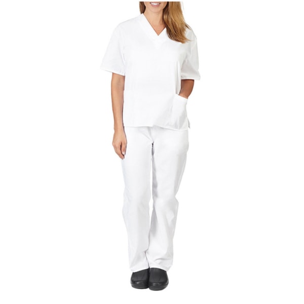 Kvinnors medicinska Scrub Doctor Nursing Scrubs Uniform Dentis Hospital Långbyxor Set White M