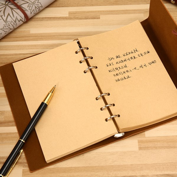 Läder Writing Journal Notebook, klassisk spiralbunden anteckningsbok påfyllningsbar dagbok Light Blue