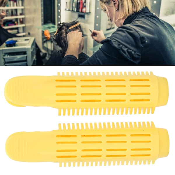 Tjocka Hårcurlingsrullar, 2 st Naturligt Hårcurlingsklämma, Fluffig Volumiserande Curlingsstylingverktyg med Hårclips för Kvinnor, 2-pack Gult