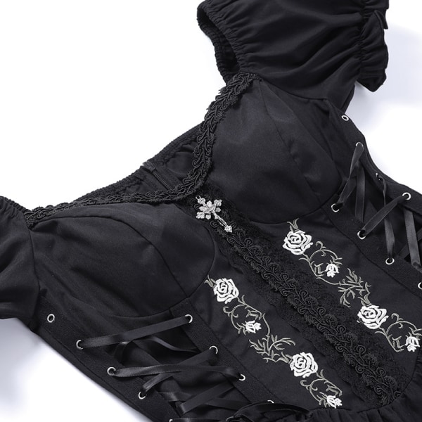 Kvinnors kort kjol, elegant street kjol, design, sommarrosa slimmade spets A-fåll klänning XXL