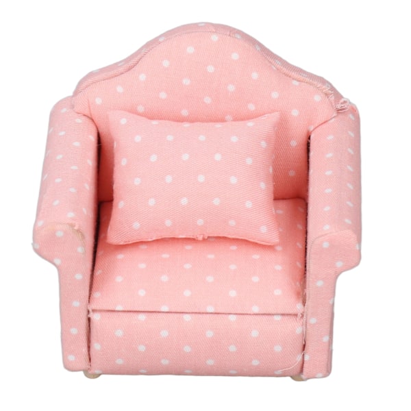 1:12 Skalig Dockhus Mini-Soffa Högkvalitativ Simulerad Fåtölj Rosa Vit Polka Dots Möbler för 1:12 Dockhus Dekoration