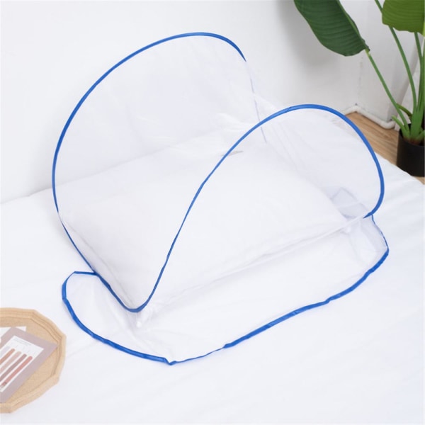 Ultralätt bärbart pop-up myggnätstält, minivikbart myggnät för huvud, sovsäck insektsnät, lämpligt för sängkläder Camping resegård blå