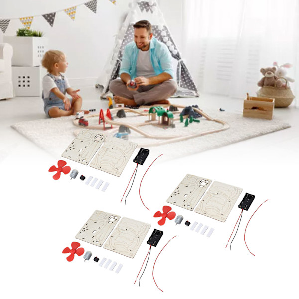 Pedagogisk Elektrisk Fläktmodell i Trä för Barn, DIY Trähantverk, Intressant Vetenskapsprojekt för Barn, Lätt att Montera