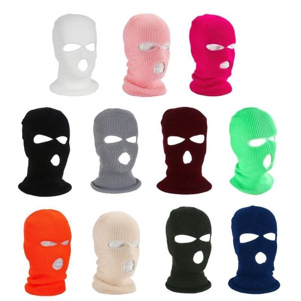 Varm Unisex Balaclava Mask med 3 Hål för Vinter Black