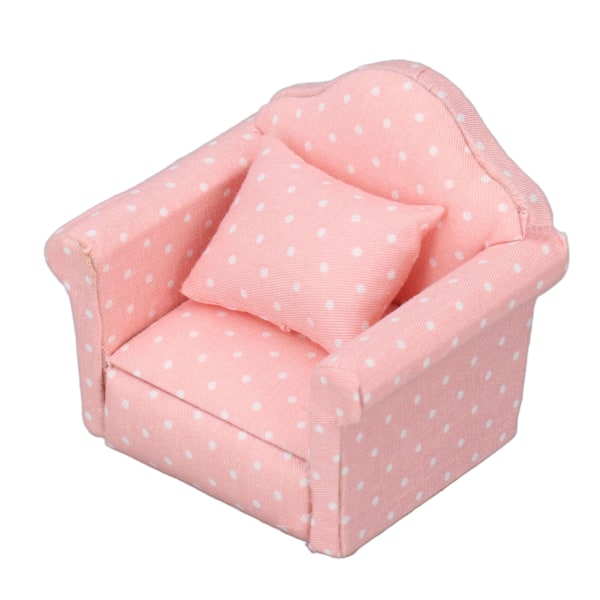 1:12 Skalig Dockhus Mini-Soffa Högkvalitativ Simulerad Fåtölj Rosa Vit Polka Dots Möbler för 1:12 Dockhus Dekoration
