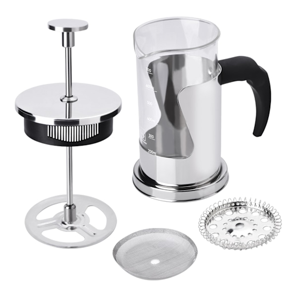 304 Rostfritt Stål & Glas Fransk Press Kaffe & Te Maker 350ML Värmebeständig Dubbelväggad Isolerad Kan för Varma & Kalla Drycker