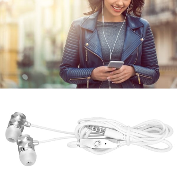 Trådlösa Hörlurar Stereo Bass Brusreducerande Hörlurar med Mikrofon för IOS Android, Vit, Vattentäta Svettbeständiga Hörlurar med Lång Batteritid