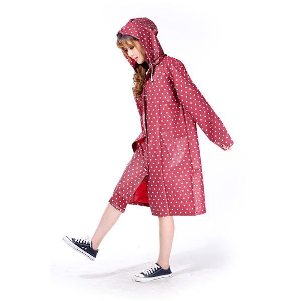 Mode Regnrock EVA Miljövänlig Tjock Regnrock Vuxen Regnponcho Enstycke Huva Dragkedja Fläckig Avslappnad RED1 105cmx126cm x78cm