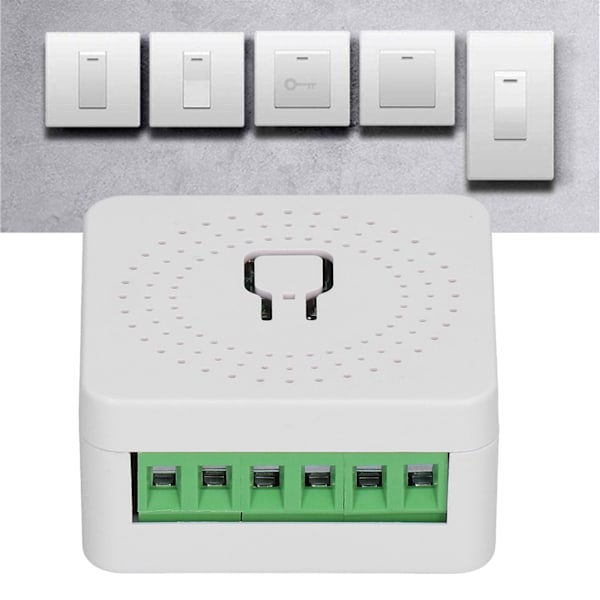 Smart WiFi-strömbrytare för dold installation i hemmet, 2-kanals fjärrkontroll, 16A, kompatibel med Tuya, enkel installation och styrning
