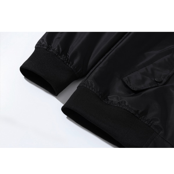Träningsjackor för män Långärmade kappor med hel dragkedja Enfärgad sportytterkläder med fickor Fall Oversize jacka black S