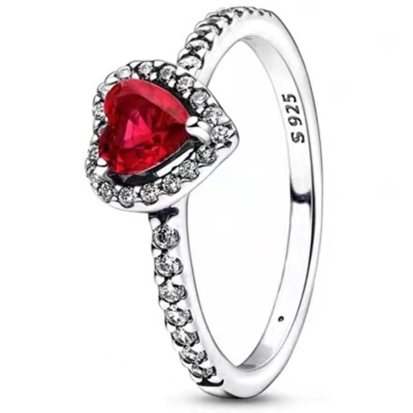 Hjärtformad rubinring besatt med diamanter 925 silver förlovningsring