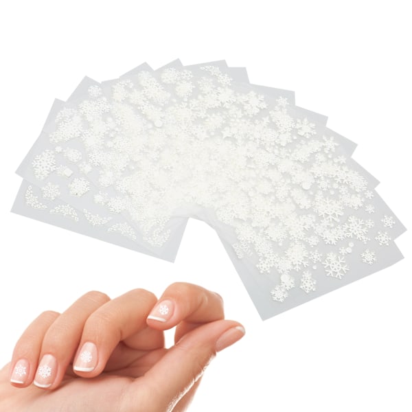 Julnageldekaler 12 Ark Självhäftande Snöflinga Manikyr Dekaler för Kvinnor Flickor, Hållbara & Lätta att Applicera Nageltillbehör