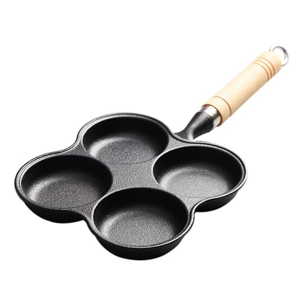 Gjutjärnspanna för ägg, 4 koppar, anti-klibb, non-stick, för induktion och gasspis, jämn värmefördelning, enkel rengöring