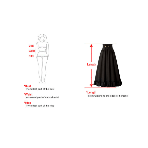 Damer i stora storlekar Maxikjol med hög midja medeltida gotiska kjolar Plus size kjolar för kvinnor black 5XL