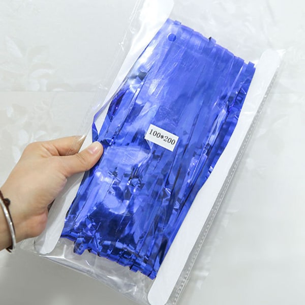 Metallic Matt Foliefransgardin med Lim på Baksidan 50/60W LED Ljusskärm Dekorationer Plastmaterial Glittrande Festgardin Färgade Ränder