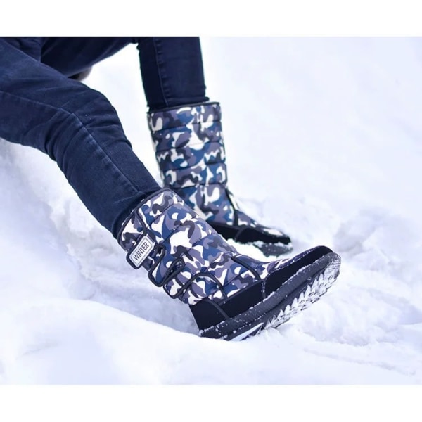 Snowboots Herr Vattentät Herr Vinterkängor Med Päls Vinterskor Halksäkra Herrstövlar Plattform Tjock Plysch Varm Plus Size Women-Black 38