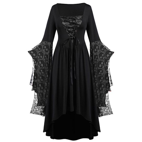 Vuxen Punk Gothic Häxa Karneval Cosplay Kostym Häxa Vampyr Festklänning Halloween Light Gray 4XL