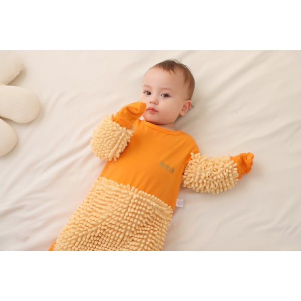 Baby baby krypkläder barnkläder i ett stycke dragkedja anti-smuts höst och vinter YELLOW 100cm