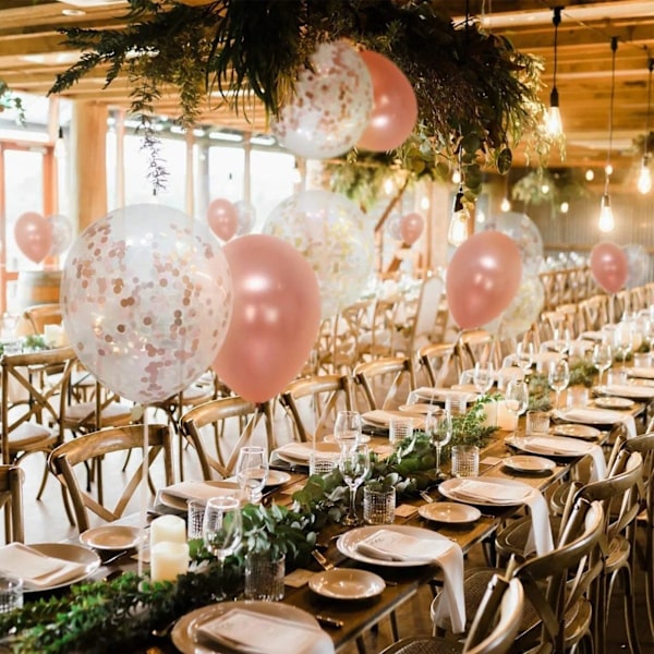 Rosa, Vita, Roséguld Latexballonger 12 tum 60 st med Paljetter, Perfekt för Födelsedagsfest Bröllopsdekorationer, Typ 7, Hållbara och Långvariga