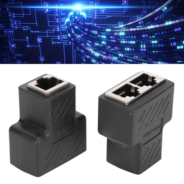 2-vägs RJ45 Ethernet-delare 1 till 2 vägar Ethernet-switch för router TV-box dator videokamera, 2-pack RJ45 Ethernet-förlängare