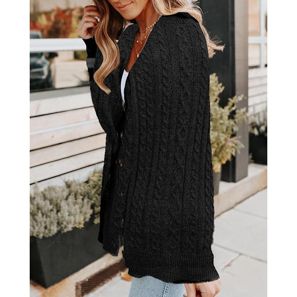 Lätt sommarcardigan för kvinnor med knappar, randigt mönster, långa ärmar, avslappnad, bekväm, tunn cardigan khaki XL