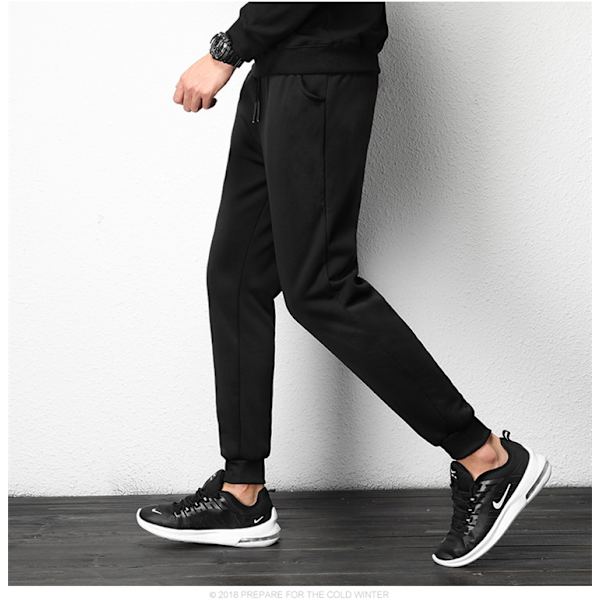 Lamb Ull Fleece Byxor Herrar Vinter Nya Casual Byxor Ungdom Slim-fit Fleecefodrade Tjockade Fot-tå Byxor black1 7XL