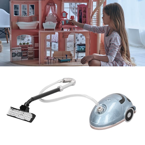 1:12 Skalmodell av Dammsugare för Dockhus, Blå, Mini Hemmaapparat Leksak för Barn, Modelltillbehör, Detaljerad Liten Skalmodell av Dammsugarverktyg