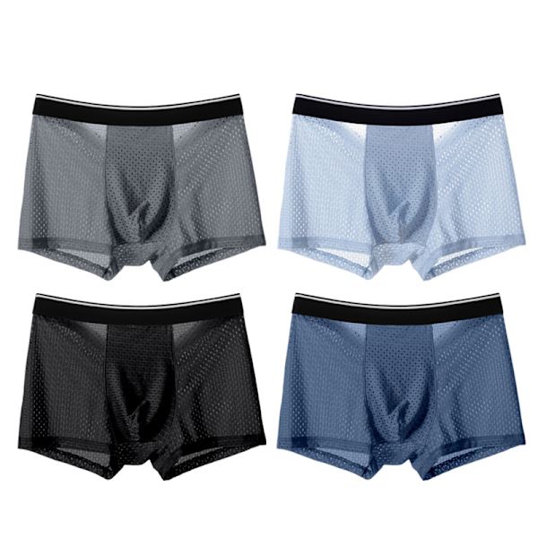Boxer Shorts, Isilksnät, Transparent Underkläder, Bekväma och Andningsbara L