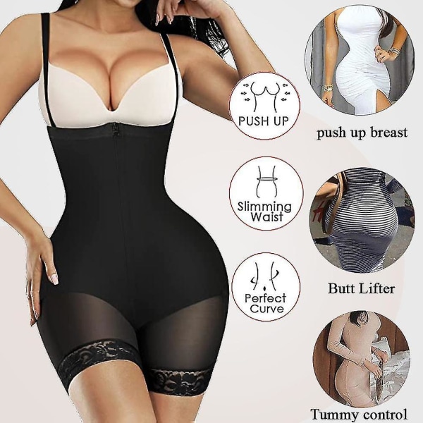 Kvinnor Slimming Body Shaper Seamless Butt Lifter Bodysuits Push Up Shapewear Underkläder Korsett svart 3XL