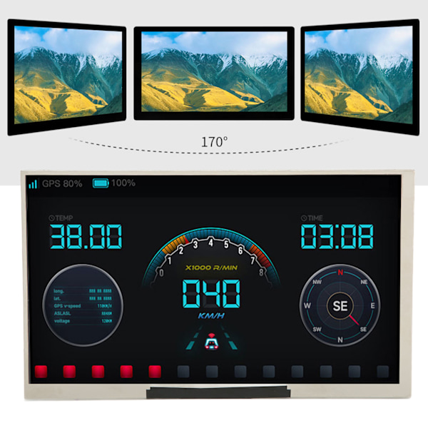 7-tums IPS-skärm HD-display för Raspberry Pi & Windows-dator, 170 graders betraktningsvinkel, tunn bakgrundsbelyst integrerad display