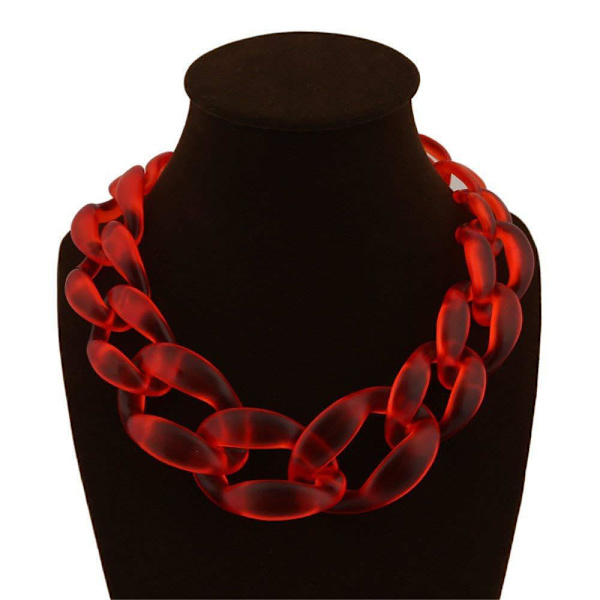 Vintage Resin Akryl Halsband Chunky Choker Statement Bib Kedja Halsband Hängsmycken Red