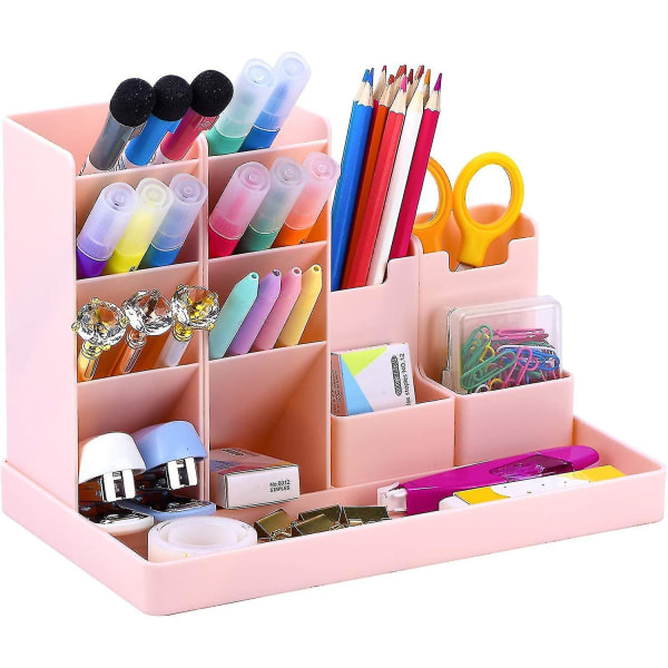 Organizer för barn, skrivbordsförvaring, skrivbordspennhållare, pennhållare kompatibel med skola, kontor och klassrum (rosa) grön