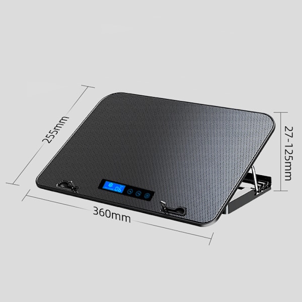Laptop-kylplatta med 5 nivåer justerbar vinkel, låg ljudnivå, kylfläkt för bärbara datorer, Smart LCD-skärmar, tyst kylning för effektiv prestanda