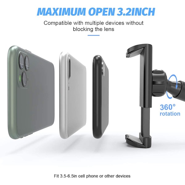Universal 1/4 Tums Skruv Webbkamera Stativ med Flexibel Arm 360 Grader Gooseneck Fäste för Mobiltelefon, Skrivbord, Säng och Skrivbordsmontering