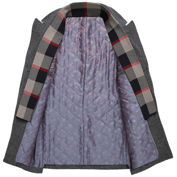 Tjock krage med breda slag, tjock kappa för medelålders män, medellång grey2 190-XXXL