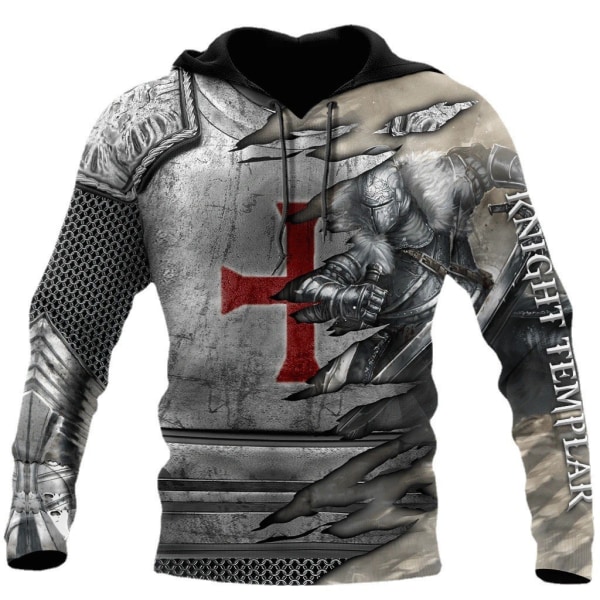 Hooded Top Fashion Trend 3D Sweatshirt Crusader Print Men's Street Trend Hoodie Top ofsc-00510 L