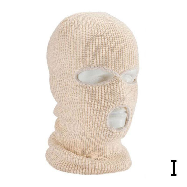 Varm Unisex Balaclava Mask med 3 Hål för Vinter Beige