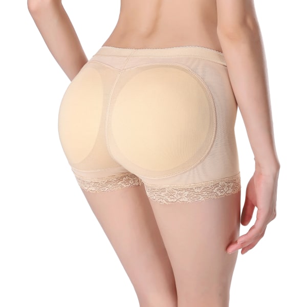 Kvinnor Body Shaper Vadderad rumplyftare Trosa Butt Hip Enhancer Fake Bum Shapwear Shorts Push Up Shorts Tw Apricot XL