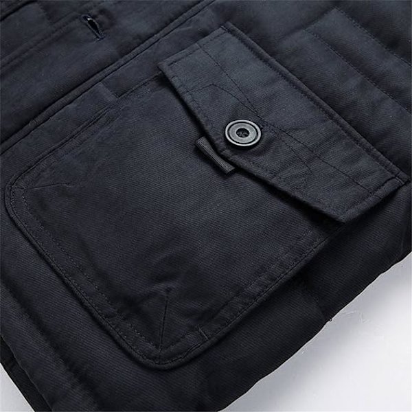 Herrarnas Vinterjacka Parkas Pälskrage Tjock Varm Jacka Casual Stor Storlek Herrarnas Rock khaki 5XL