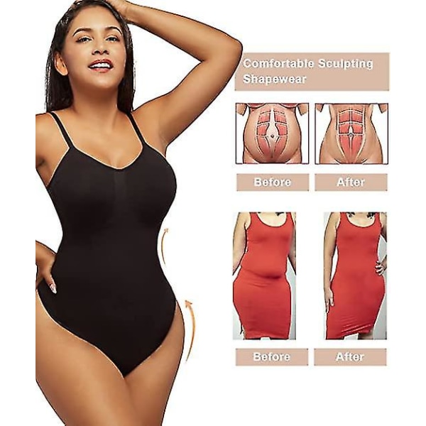 Ultra Bekväm Kroppsshaper, Kvinnors Formgivande Bodysuit Magkontroll Shapewear Sömlös Kroppsshaper Tanga Justerbara Remmar, Botao S