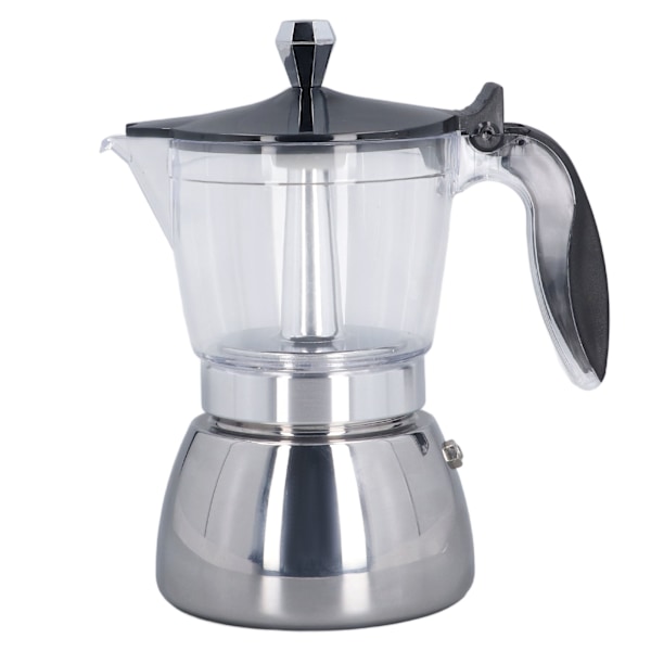 6-Kopps Koka-Kaffe Maker Klar ABS Moka Kanne Rostfritt Stål Kaffe Maker för Hemmakontor