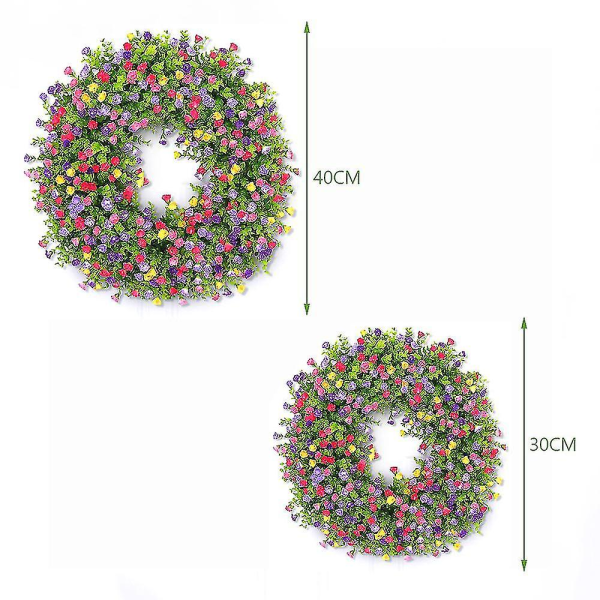 Vårkrans Dörrdekor Färgglada Simulering Blommor Säsongsbetonade Garland Ornament White 30X40CM