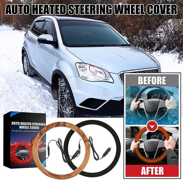 Heated Steering Wheel Cover - Winter Hand Warmer Universal Car Steering  Heater Black c89b, Black