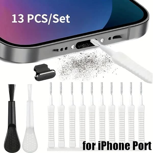 Pölysuoja Type-C-latausportille, puhdistussarja iPhone 16 15 14 Pro Max -näppäimistöharjalle Type C -laitteille For iPhone
