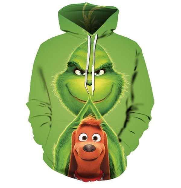 Unisex Jule Grinchs Pullover Hettegenser Nyhet Genser Gave, F, Størrelse M F M