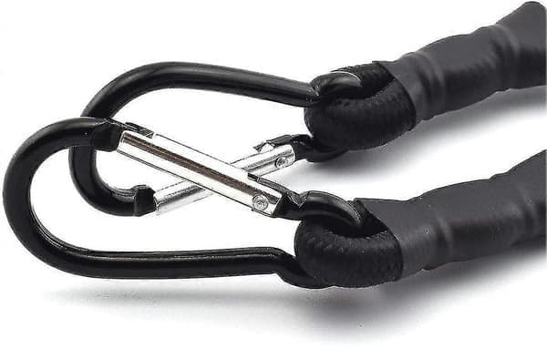 Bungee-lina med karbinhake, Premium Latex Kraftig Rem Stark Elastisk Lina (2-pack, Svart)
