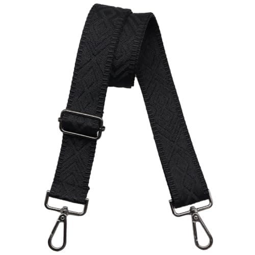 Axelremsremmar för handväskor Breda axelväskremmar Justerbar ersättningsbroderad handväskrem för handväskor Gunmetal Hardware-black