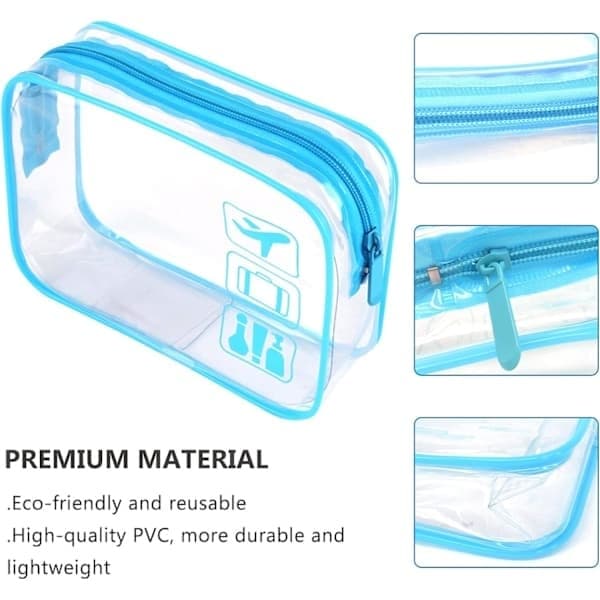 Transparent Rese Necessär, TSA-certifierad, 1 Liter, Transparent Säkerhetsväska, Blå, 4-pack, Blå, 4 st blue 4pc